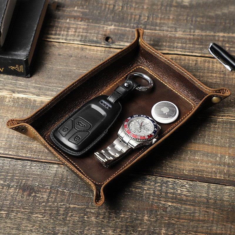 JONIQUE Premium Leder Ablage-Schale Retro | Valet Tray