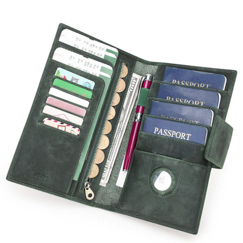 Premium Leder Reisepass-Etui mit Anti-Verlust Alarm